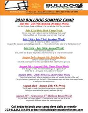 Barrie Bulldog Summer Camps - Daily or Weekly Bookings